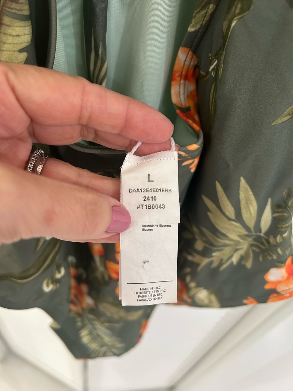 Cupshe Olive Green Tropical Floral One-Piece Swimsuit with Orange Blooms - Picture 10 of 11